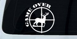 Game Over Deer In Scope Hunting Car or Truck Window Decal Sticker