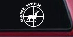 Game Over Deer In Scope Hunting Car or Truck Window Decal Sticker