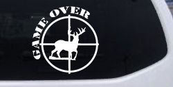 Game Over Deer In Scope Hunting Car or Truck Window Decal Sticker