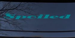 Spoiled with Crown Car or Truck Window Decal Sticker (Turquoise Blue)