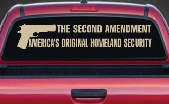 The 2nd Amendment America's Original Homeland Security Guns Car or Truck Window Decal Sticker (Desert Sand)