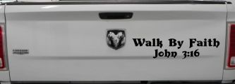 Walk by Faith John 3:16 Christian Car or Truck Window Decal Sticker (Black)