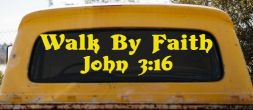 Walk by Faith John 3:16 Christian Car or Truck Window Decal Sticker (Yellow)