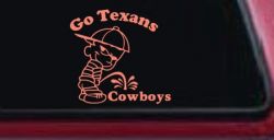 Go Texans Pee On Cowboys Decal Car or Truck Window Decal Sticker (Coral)
