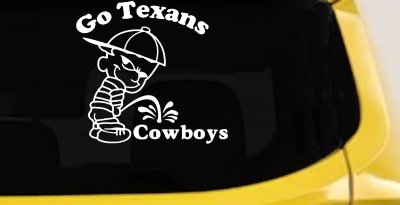 Go Texans Pee On Cowboys Decal Car Truck Window Sticker Houston Football