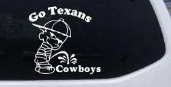 Go Texans Pee On Cowboys Decal Car or Truck Window Decal Sticker