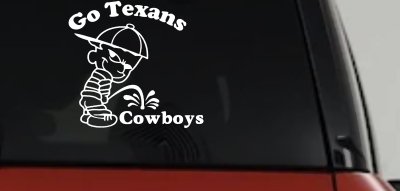 Go Texans Pee On Cowboys Decal Car Truck Window Sticker Houston Football