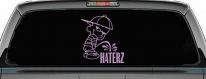Pee on Haterz Haters Car or Truck Window Decal Sticker (Lilac)