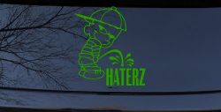 Pee on Haterz Decal Funny Car Truck Window Vinyl Sticker (Lime)