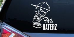 Pee on Haterz Haters Car or Truck Window Decal Sticker