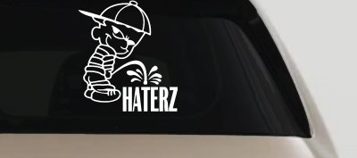 Pee on Haterz Decal Funny Car Truck Window Vinyl Sticker