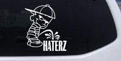 Pee on Haterz Haters Car or Truck Window Decal Sticker