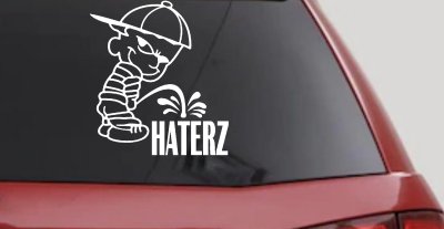 Pee on Haterz Decal Funny Car Truck Window Vinyl Sticker