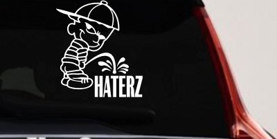 Pee on Haterz Decal Funny Car Truck Window Vinyl Sticker