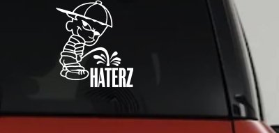 Pee on Haterz Decal Funny Car Truck Window Vinyl Sticker