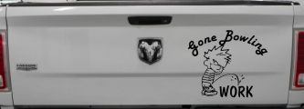 Gone Bowling Pee On Work Car or Truck Window Decal Sticker (Black)