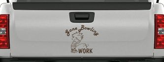 Gone Bowling Pee On Work Car or Truck Window Decal Sticker (Brown)