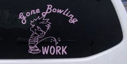 Gone Bowling Pee On Work Car or Truck Window Decal Sticker (Lilac)