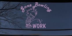 Gone Bowling Pee On Work Car or Truck Window Decal Sticker (Lilac)