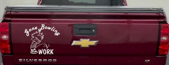Gone Bowling Pee On Work Car or Truck Window Decal Sticker (White)