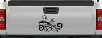 Swirl Vine Swirls Car or Truck Window Decal Sticker (Black)