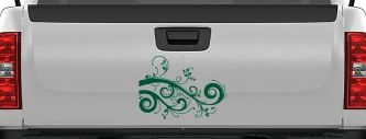 Swirl Vine Swirls Car or Truck Window Decal Sticker (Dark Green)