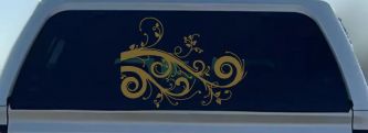 Swirl Vine Swirls Car or Truck Window Decal Sticker (Gold)