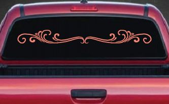 Wide Top Swirl Car Truck Window Vinyl Decal Sticker Auto Graphic (Coral)