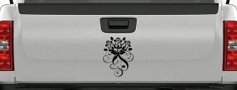 Swirl Roses Swirls Car or Truck Window Decal Sticker (Black)