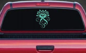 Swirl Roses Swirls Car or Truck Window Decal Sticker (Mint)