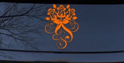 Swirl Roses Swirls Car or Truck Window Decal Sticker (Orange)