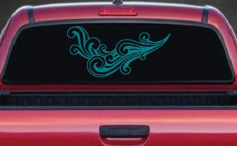 60s Style Swirl Wave Car or Truck Window Decal Sticker (Turquoise Blue)