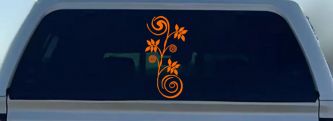 Narrow Swirl Vine Swirls Car or Truck Window Decal Sticker (Orange)
