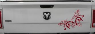 Floral Vine Corner Swirl Swirls Car or Truck Window Decal Sticker (Burgundy)
