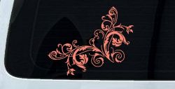 Floral Vine Corner Swirl Swirls Car or Truck Window Decal Sticker (Coral)