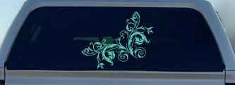 Floral Vine Corner Swirl Decal for Car Truck Window Decor Sticker (Mint)