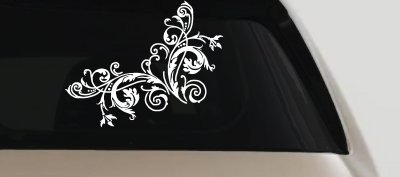 Floral Vine Corner Swirl Decal for Car Truck Window Decor Sticker