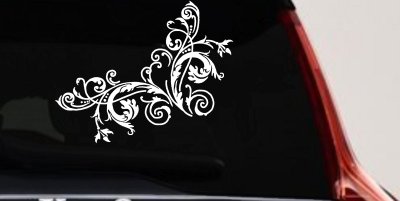 Floral Vine Corner Swirl Decal for Car Truck Window Decor Sticker