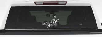 Floral Vine Corner Swirl Swirls Car or Truck Window Decal Sticker (White)