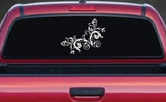 Floral Vine Corner Swirl Swirls Car or Truck Window Decal Sticker