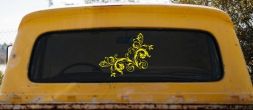 Floral Vine Corner Swirl Swirls Car or Truck Window Decal Sticker (Yellow)
