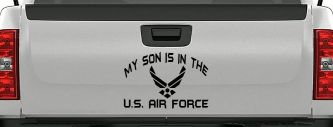 My Son Is In The U.S. Air Force Military Car or Truck Window Decal Sticker (Matte Black)
