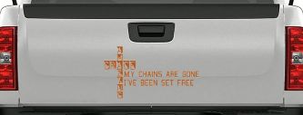 My Chains Are Gone I've Been Set Free Christian Car or Truck Window Decal Sticker (Nut Brown)