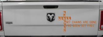 My Chains Are Gone I've Been Set Free Christian Car or Truck Window Decal Sticker (Nut Brown)