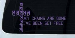 My Chains Are Gone I've Been Set Free Christian Car or Truck Window Decal Sticker (Purple)