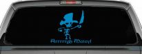 Cute Pirate Skeleton Skulls Car Truck Window Decal Sticker Arrr Matey (Blue)
