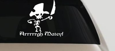 Cute Pirate Skeleton Skulls Car Truck Window Decal Sticker Arrr Matey