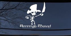 Cute Pirate Skeleton Arrrrrgh Matey Skulls Car or Truck Window Decal Sticker