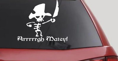 Cute Pirate Skeleton Skulls Car Truck Window Decal Sticker Arrr Matey