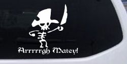 Cute Pirate Skeleton Arrrrrgh Matey Skulls Car or Truck Window Decal Sticker